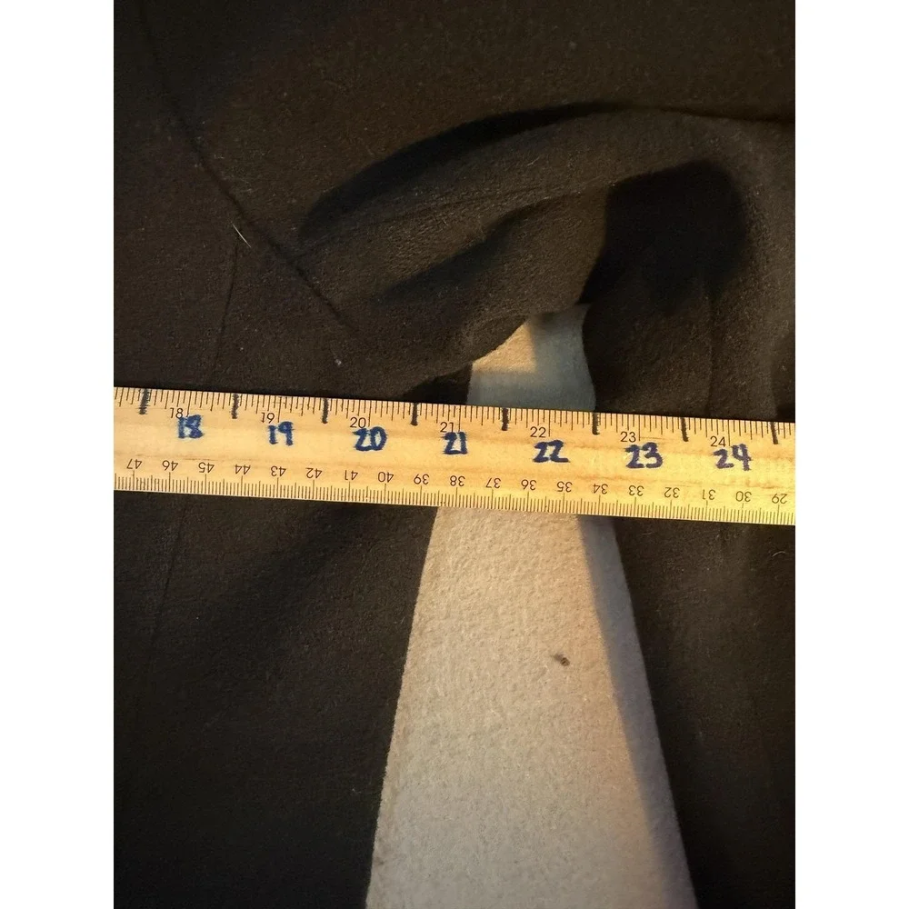 Anne Klein Coat Womens 16 Black Wool Single Breasted Collared Mid Length Lined